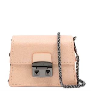 Authentic Luxury Italian brand Trussardi Sparkly baby pink clutch.